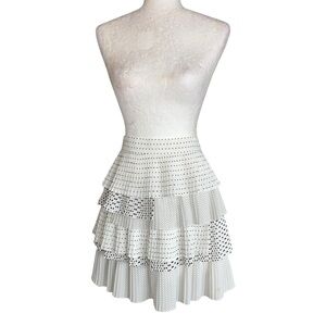 C/MEO Collective Fundament White Black Polka Dot Pleated Layer Mini Skirt - M